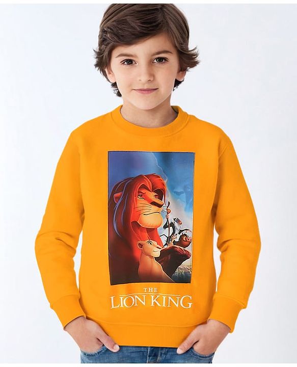 Pine Kids Disney Terry Knit Full Sleeves Sweatshirt with Lion King Graphics - Orange