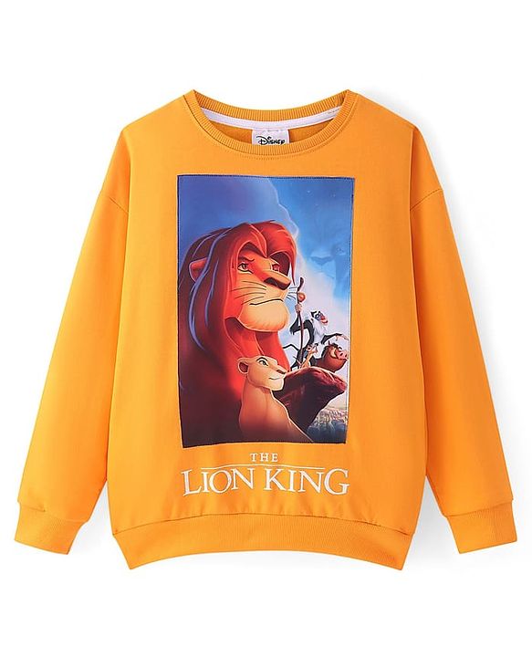 Pine Kids Disney Terry Knit Full Sleeves Sweatshirt with Lion King Graphics - Orange