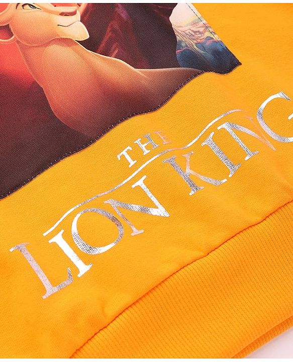 Pine Kids Disney Terry Knit Full Sleeves Sweatshirt with Lion King Graphics - Orange