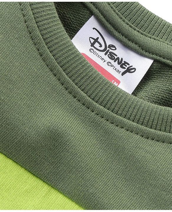 Babyhug Disney Cotton Knit Full Sleeves Sweatshirt & Lounge Pants Set With Front & Back Mickey Mouse Graphics - Green