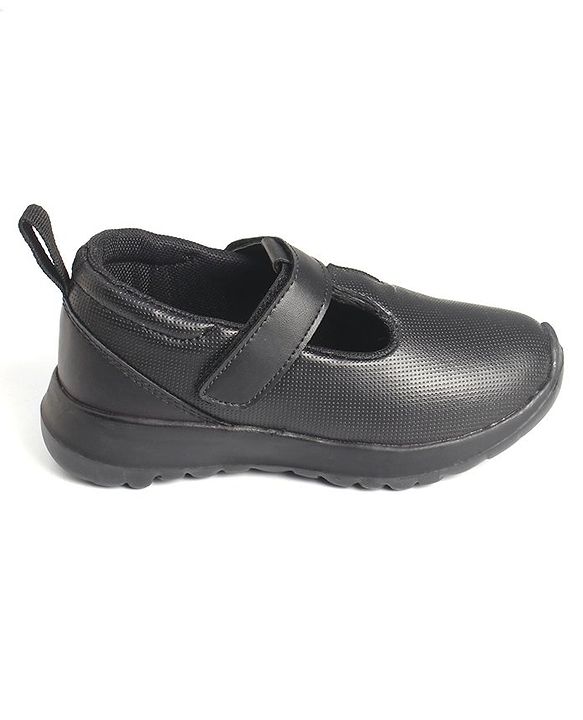 Pine Kids Textured School Shoes with Velcro Closure - Black