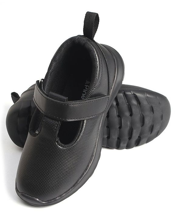 Pine Kids Textured School Shoes with Velcro Closure - Black