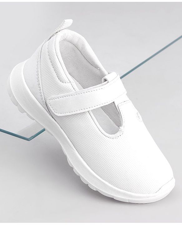 Pine Kids Textured School Shoes with Velcro Closure - White