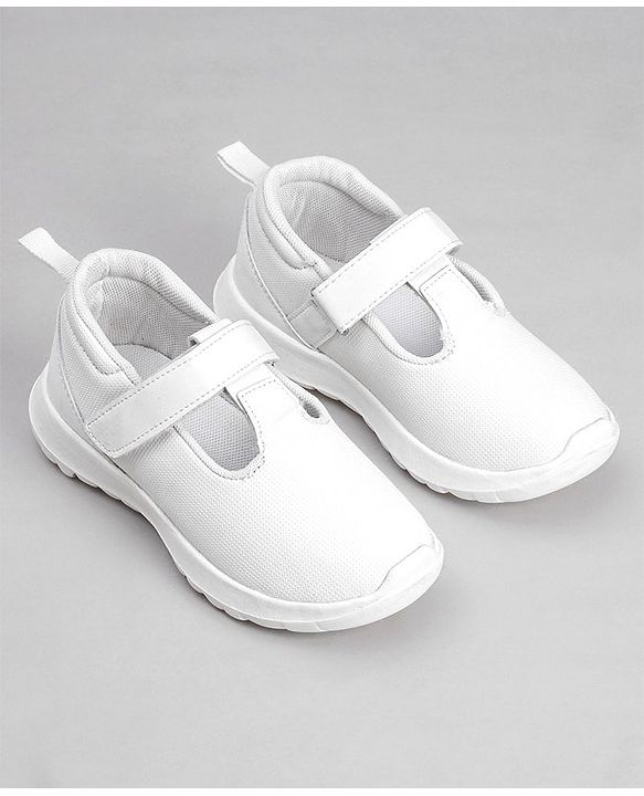 Pine Kids Textured School Shoes with Velcro Closure - White