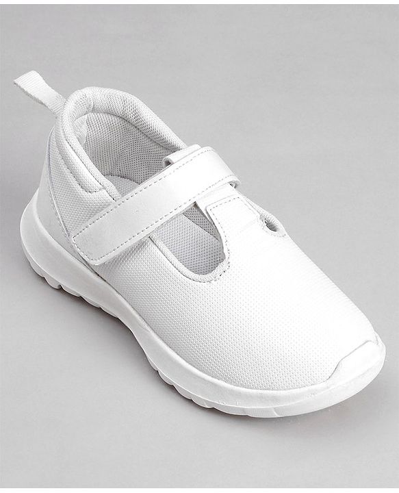 Pine Kids Textured School Shoes with Velcro Closure - White