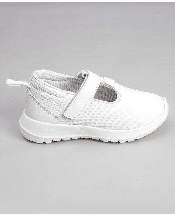 Pine Kids Textured School Shoes with Velcro Closure - White