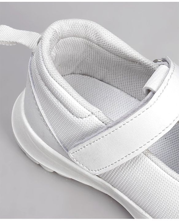 Pine Kids Textured School Shoes with Velcro Closure - White