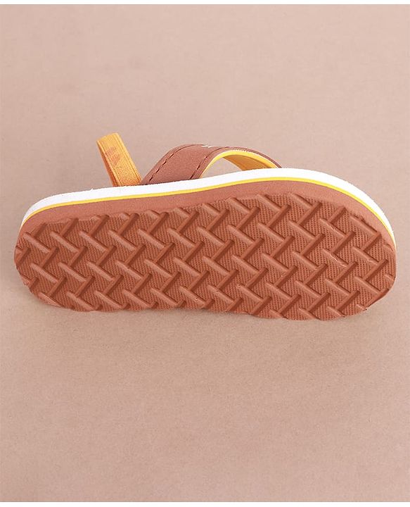 Cute Walk by Babyhug Slip on Flip Flops with Back Strap & Teddy Bear Print - Light Brown & White