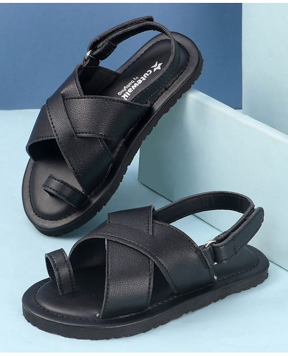 Cute Walk by Babyhug Back Elasticated Velcro Mojaris Ethnic - Black