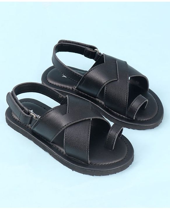 Cute Walk by Babyhug Back Elasticated Velcro Mojaris Ethnic - Black