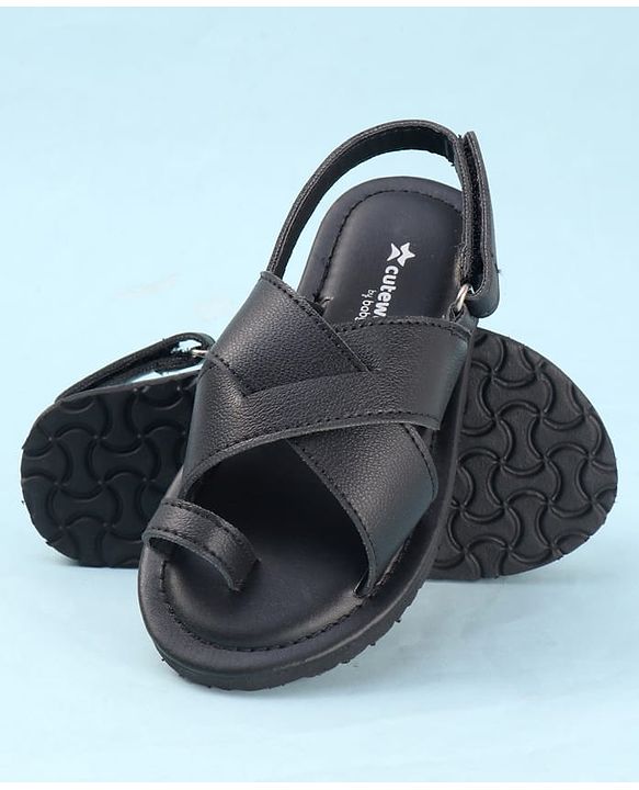 Cute Walk by Babyhug Back Elasticated Velcro Mojaris Ethnic - Black