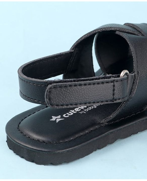 Cute Walk by Babyhug Back Elasticated Velcro Mojaris Ethnic - Black