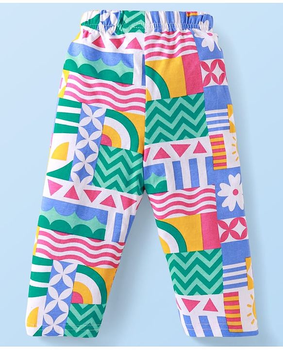 Babyhug Cotton Woven Full Sleeves Floral Printed Night Suit - Grey Blue & Yellow