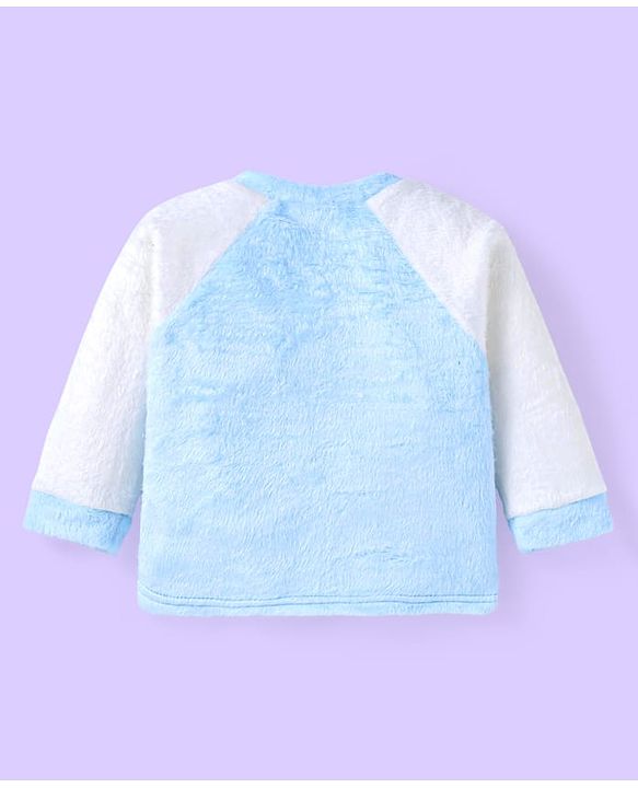 Babyhug Velour Knit Full Raglan Sleeves Winter Wear Night Suit with Pockets & Koala Patch - Light Blue