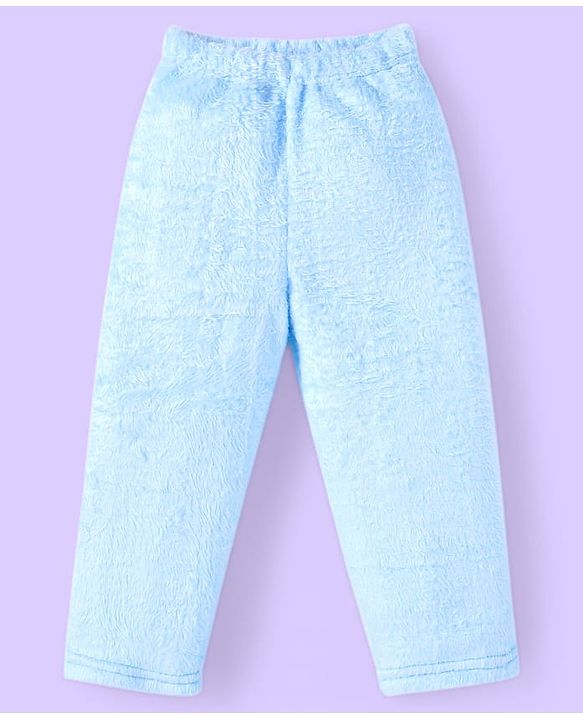 Babyhug Velour Knit Full Raglan Sleeves Winter Wear Night Suit with Pockets & Koala Patch - Light Blue