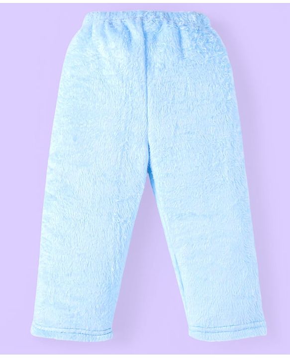 Babyhug Velour Knit Full Raglan Sleeves Winter Wear Night Suit with Pockets & Koala Patch - Light Blue