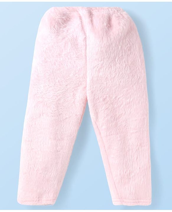 Babyhug Velour Knit Full Sleeves Winter Night Suit With Teddy Bear Print - Pink