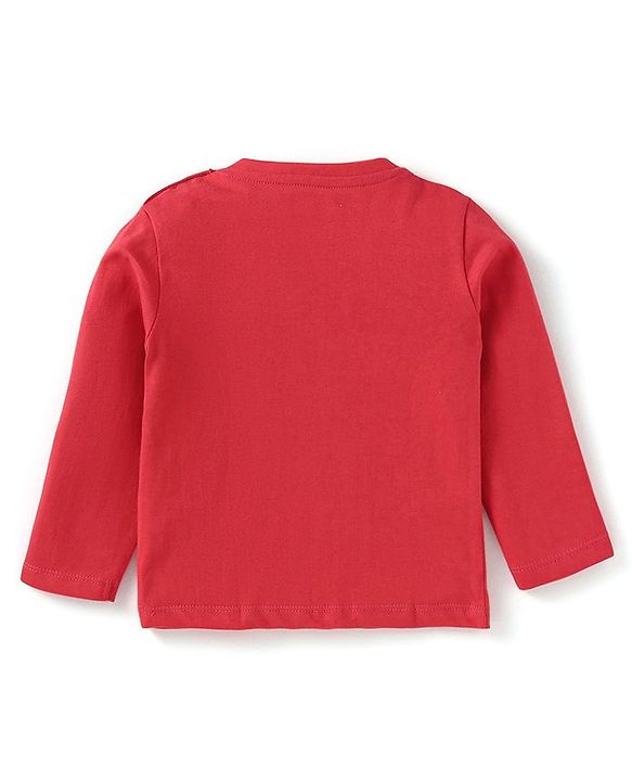 Babyhug Cotton Knit Full Sleeves Night Suit With Stripes & Dinosaurs Print - Red & Navy