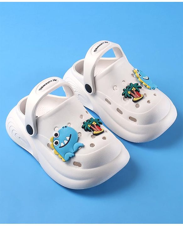Cute Walk by Babyhug Clogs with Backstrap Beach Theme Applique - White