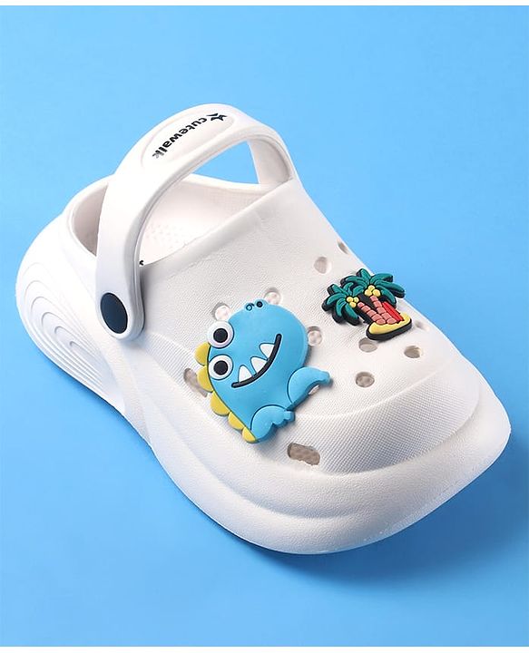 Cute Walk by Babyhug Clogs with Backstrap Beach Theme Applique - White