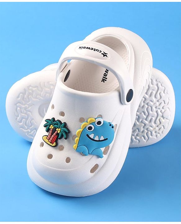 Cute Walk by Babyhug Clogs with Backstrap Beach Theme Applique - White
