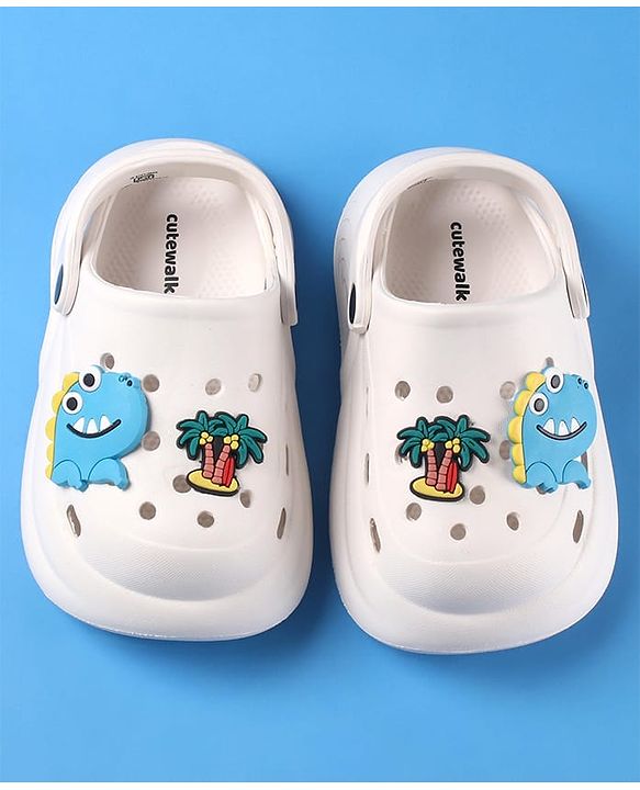 Cute Walk by Babyhug Clogs with Backstrap Beach Theme Applique - White