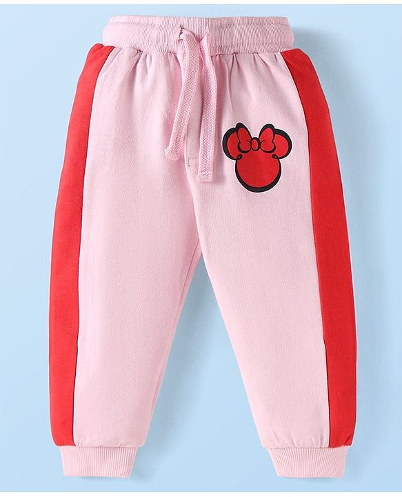 Babyhug Disney Terry Knit Full Sleeves T-Shirt & Lounge Pant Set With Minnie Mouse Graphics - Pink
