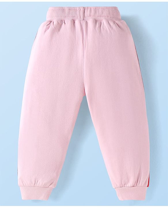 Babyhug Disney Terry Knit Full Sleeves T-Shirt & Lounge Pant Set With Minnie Mouse Graphics - Pink
