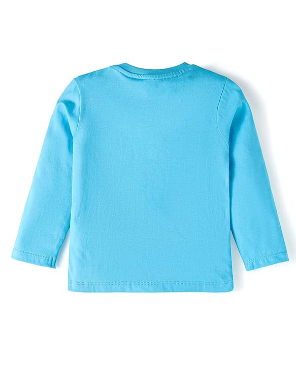 Babyhug Cotton Knit Full Sleeves Night Suit With Stripes & Panda Print - Light Blue