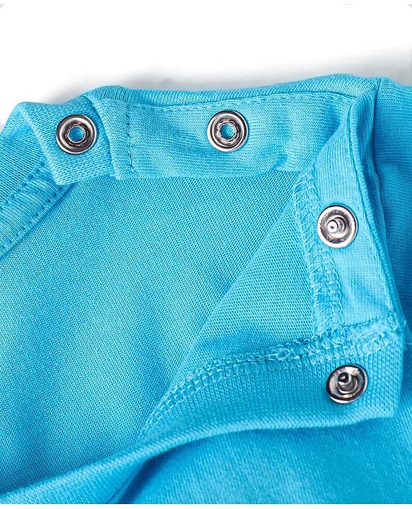 Babyhug Cotton Knit Full Sleeves Night Suit With Stripes & Panda Print - Light Blue