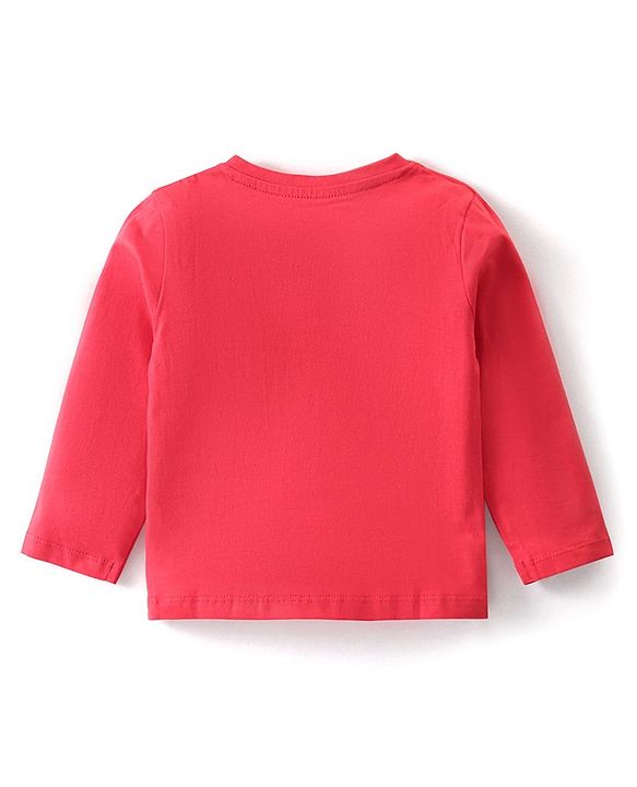 Babyhug Cotton Knit Full Sleeves Night Suit With Stripes & Car Print - Red