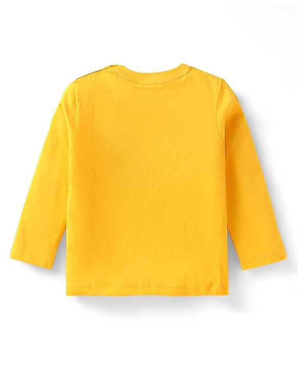Babyhug Cotton Knit Full Sleeves Night Suit with Text Print & Stripes - Yellow
