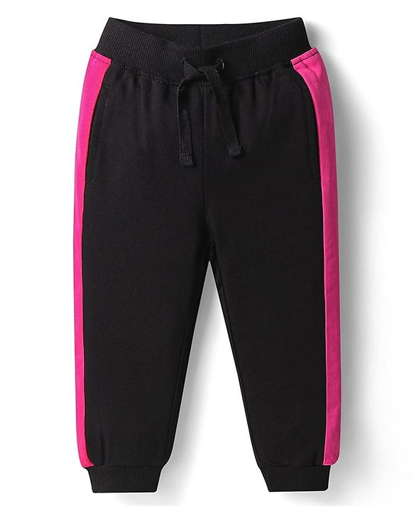 Babyhug Terry Knit Premium Light Gauge Terry Full Sleeves T-Shirt & Lounge Pants Set With Reversible Sequin Detailing - Black