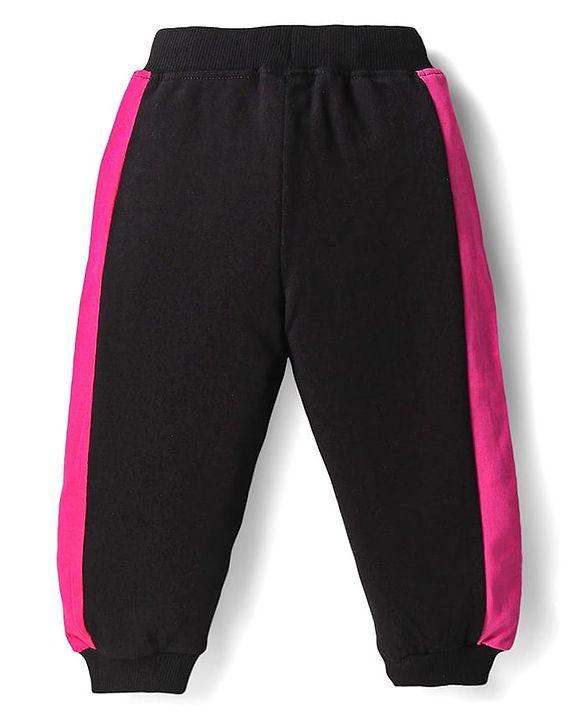 Babyhug Terry Knit Premium Light Gauge Terry Full Sleeves T-Shirt & Lounge Pants Set With Reversible Sequin Detailing - Black