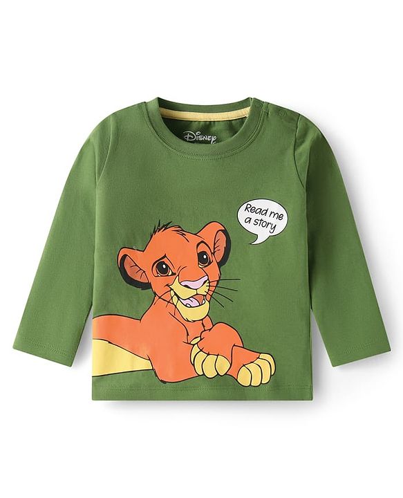 Babyhug Disney Single Jersey Knit Full Sleeves Night Suit with Lion King Graphics - Green