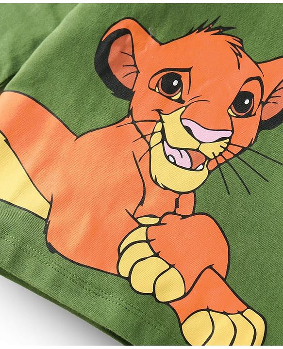 Babyhug Disney Single Jersey Knit Full Sleeves Night Suit with Lion King Graphics - Green