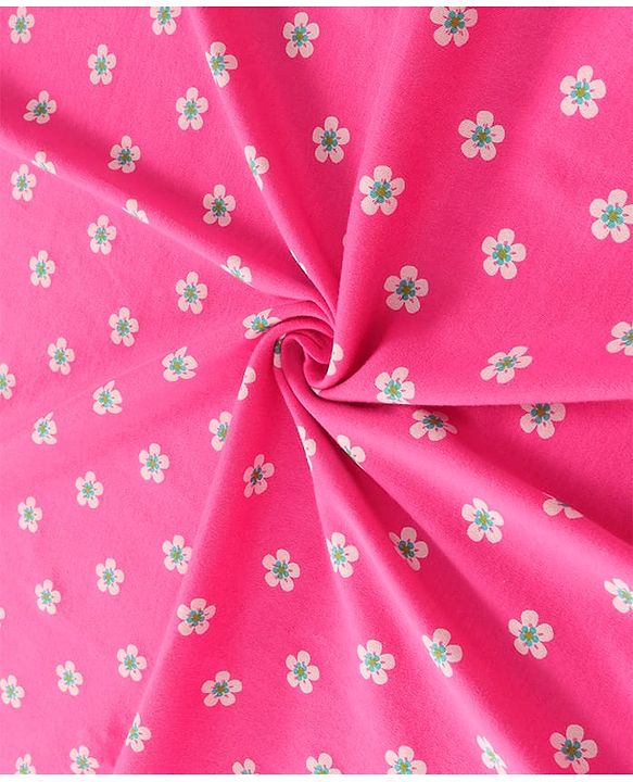 Babyhug Cotton Interlock Floral Print  Hooded Wrapper L 75 x B 72.5 cm - Dark Pink