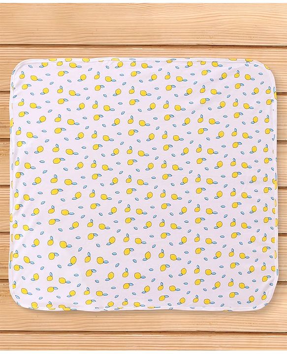 Babyhug Cotton Interlock Tropical Print Hooded Wrapper L 74 x B 74 cm - White
