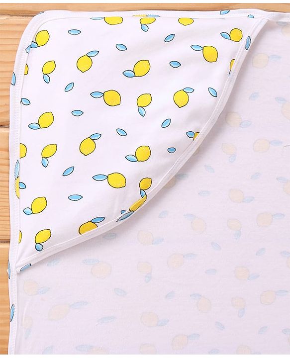 Babyhug Cotton Interlock Tropical Print Hooded Wrapper L 74 x B 74 cm - White