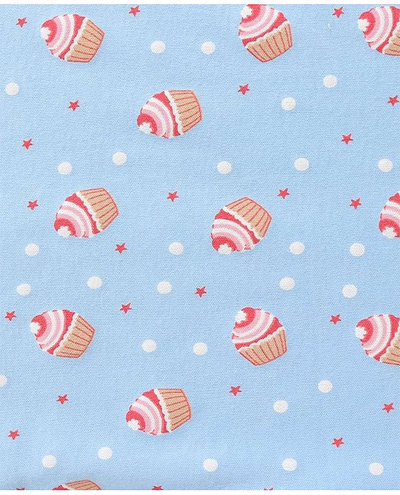 Babyhug Cotton Interlock Cupcake Print Hooded Wrapper L 74 x B 71 cm - Light Blue