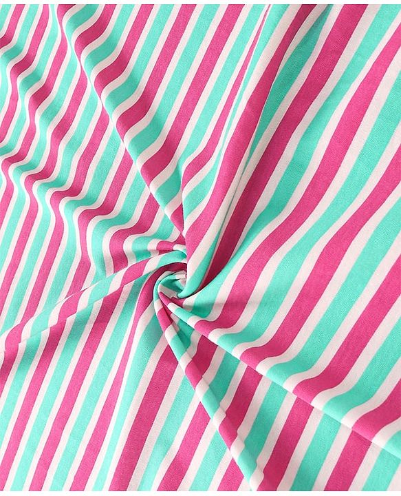 Babyhug Cotton Interlock Striped Hooded Wrapper L 75 x B 73 cm - Green & Red