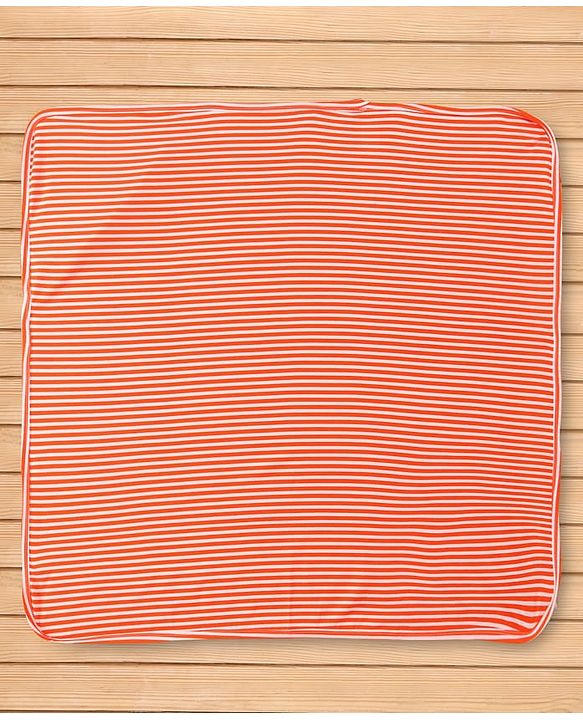 Babyhug Cotton Knit Hooded Wrapper with Stripes L 76 x B 76 cm - Red