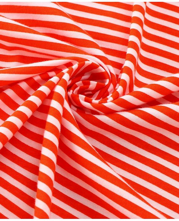 Babyhug Cotton Knit Hooded Wrapper with Stripes L 76 x B 76 cm - Red