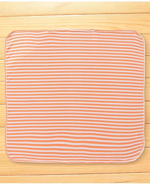 Babyhug Cotton Knit Hooded Wrapper with Stripes L  76 x B 76 cm - Orange