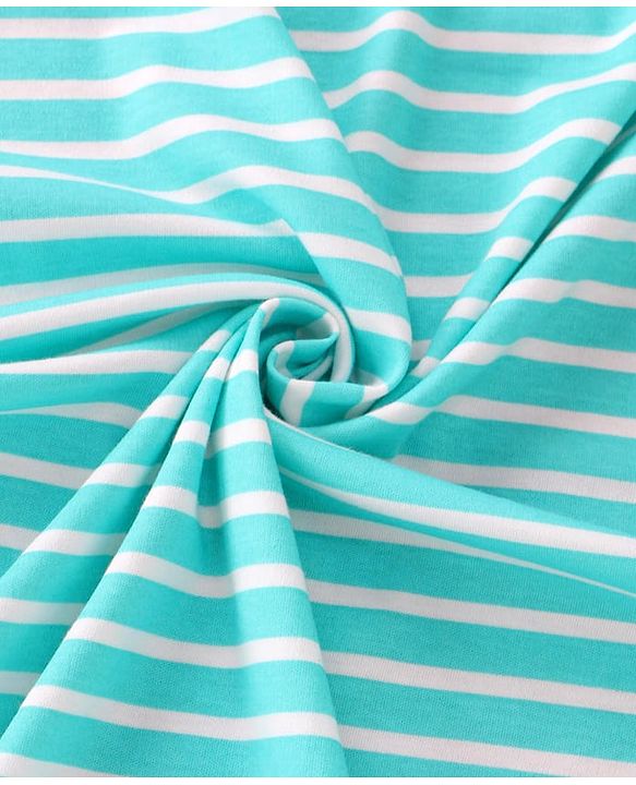 Babyhug Cotton Knit Hooded Wrapper with Stripes L 76 x B 78 cm - Aqua Blue