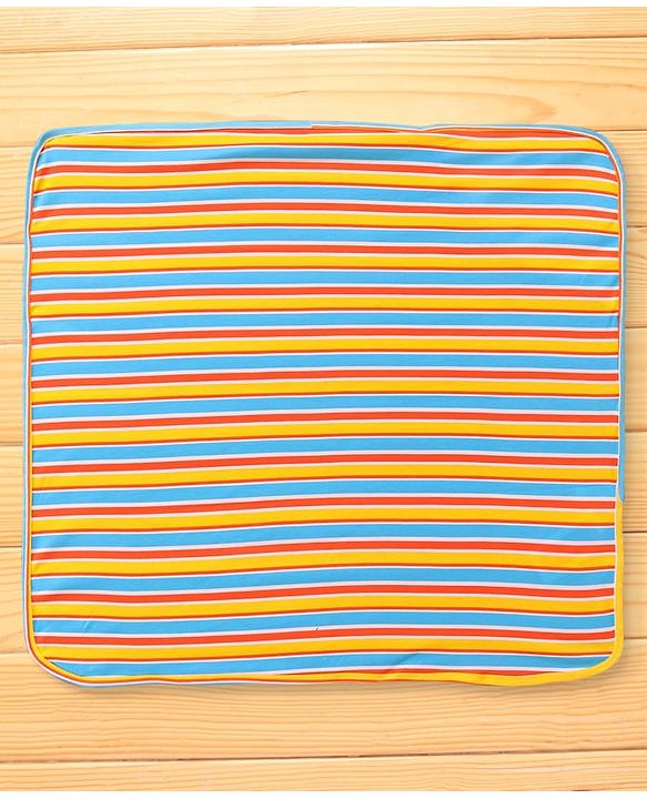 Babyhug Cotton Knit Hooded Wrapper with Stripes L 76 x B 76 cm - White