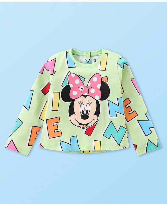 Babyhug Disney Single Jersey Knit Full Sleeves Night Suit With Minnie Mouse Graphics - Green