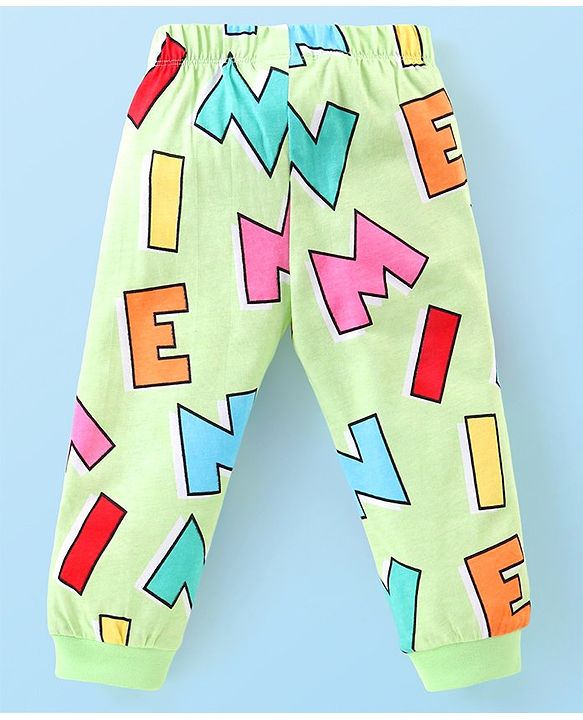 Babyhug Disney Single Jersey Knit Full Sleeves Night Suit With Minnie Mouse Graphics - Green