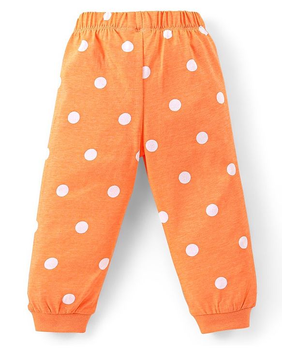 Babyhug Disney Single Jersey Knit Full Sleeves Night Suit With Minnie Mouse Graphics - Orange