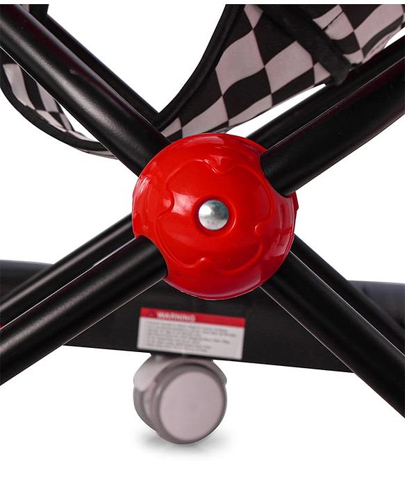 Babyhug F1 Little Racer Foldable Activity Walker with Adjustable Height|Music & Lights|Steering Wheel with Comfy Seat & Push Handle - Red